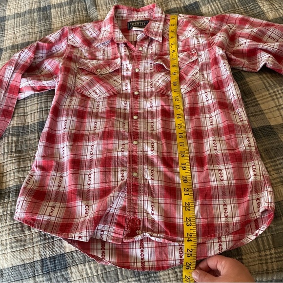 TwentyX Wrangler Western Shirt Pearl Snap Buttons Plaid Embroidered Red: XL - Picture 9 of 10